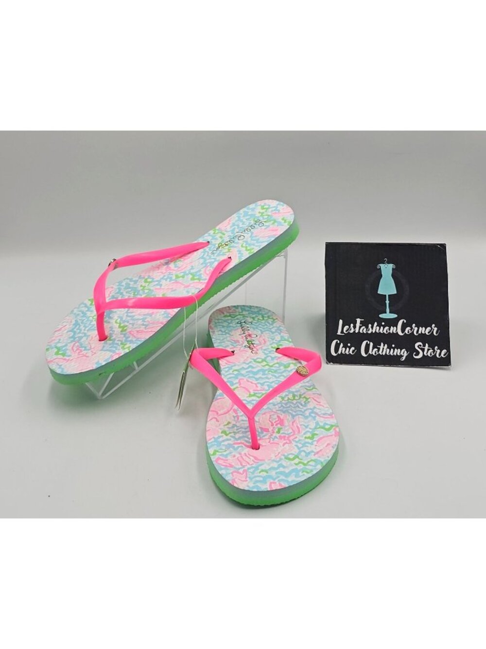 NWT Lilly Pulitzer Women's Multicolor Lobstah Roll Pool Flip-Flops Size 7/8 3751 - Picture 1 of 13